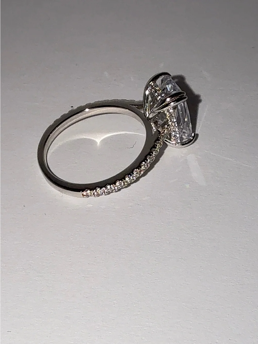 925 Sterling Silver 4.5CT Radiant Cut Cubic Zirconia Ring Sz 7.5